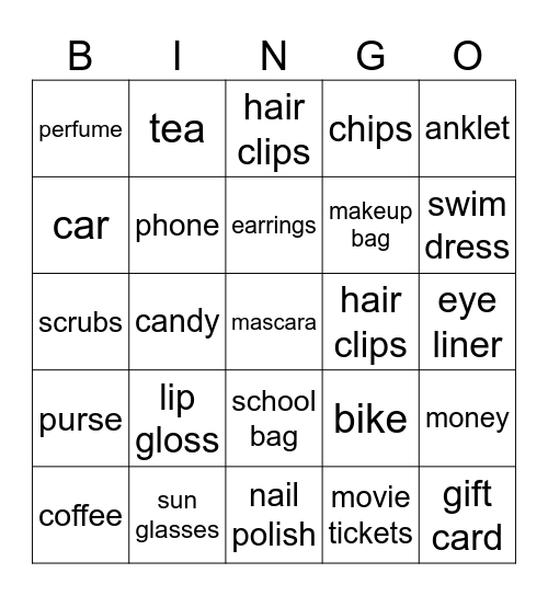 What will she open now ? Bingo Card