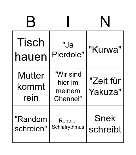 Alex Bingo Card