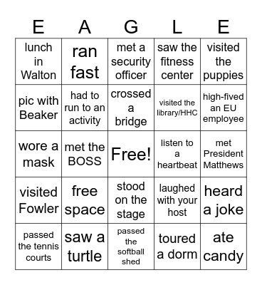 Eastern Visitor Bingo Card