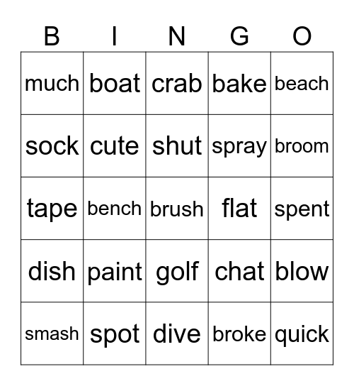 CVC-Vowel Teams Review Set 3 Bingo Card