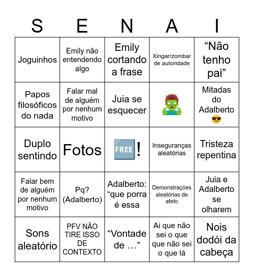 Senai Bingo Card