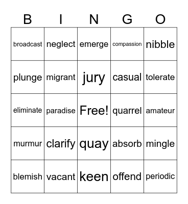 Untitled Bingo Card