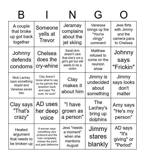 Love Is Blind Bingo Card