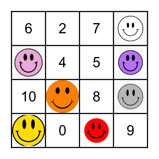 Spanish Numbers and Colors Bingo Card