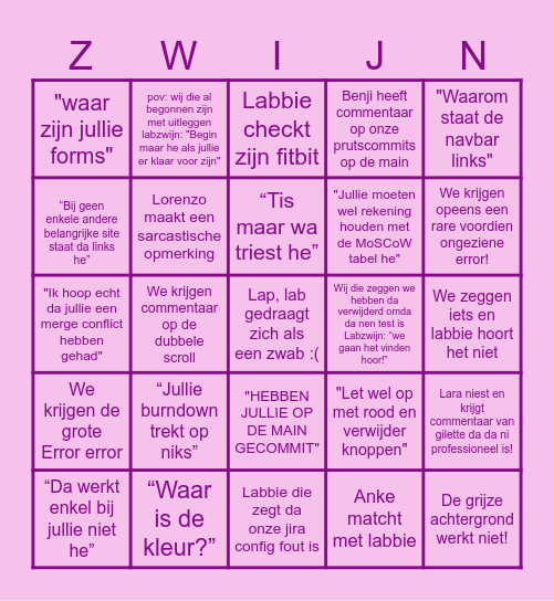 Labbie met zijn dikke zwabbie! Bingo Card