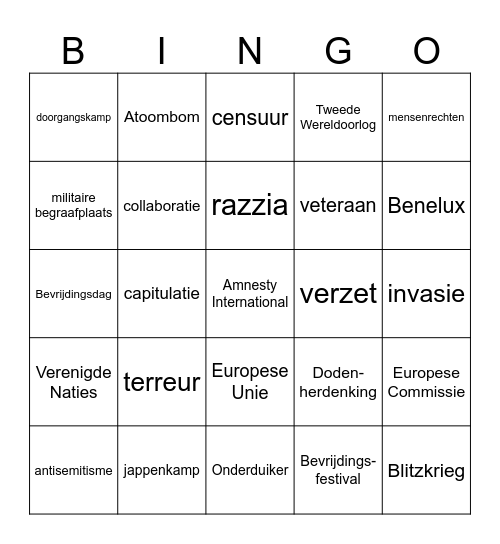 Bingo Hoofdstuk 4 Bingo Card