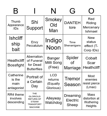 Canto VI Bingo Card