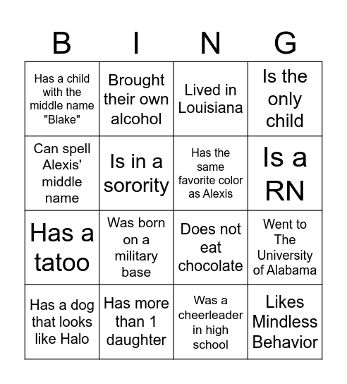 Find a friend who... Bingo Card