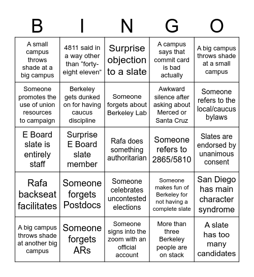 Statewide MADE Bingo Card