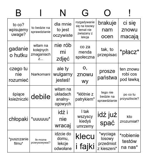 Mr. Paduch bingo v2 Bingo Card