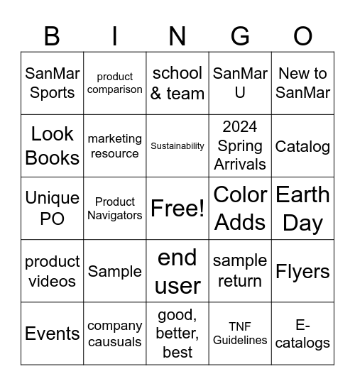 SanMar Bingo Team Colleen Bingo Card