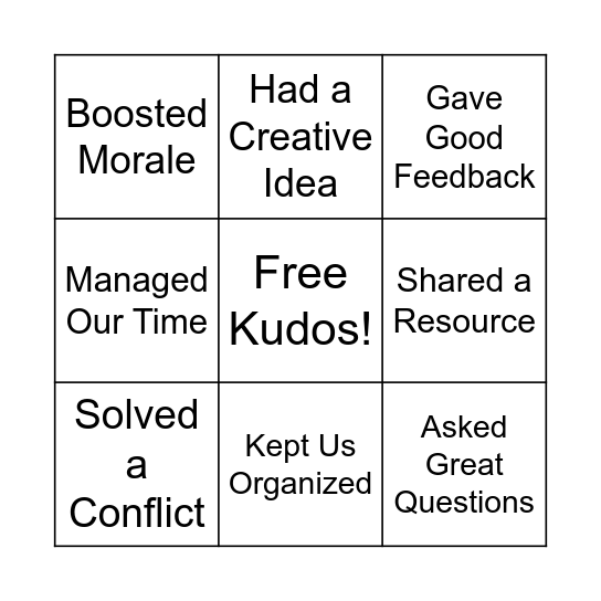 KUDOS BINGO Card