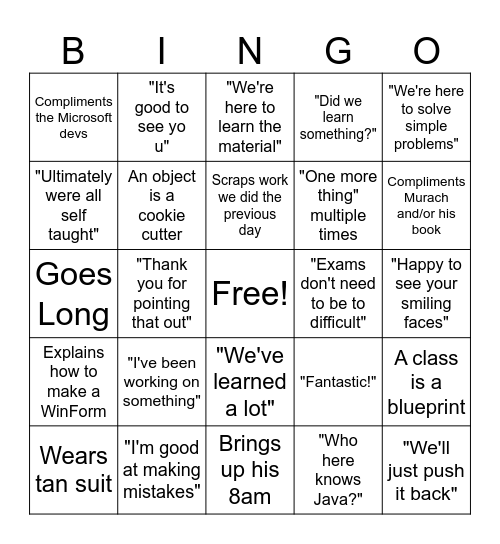 Larry Bingo Card