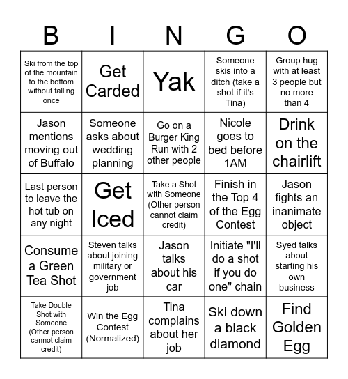 Marissa (Ski) Bingo Card