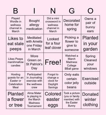 Thyme Care Spring Bingo March 2024 Bingo Card