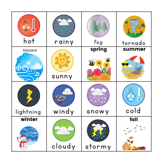 Weather Bingo Card