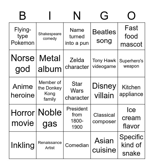 Infinite Craft Bingo Card