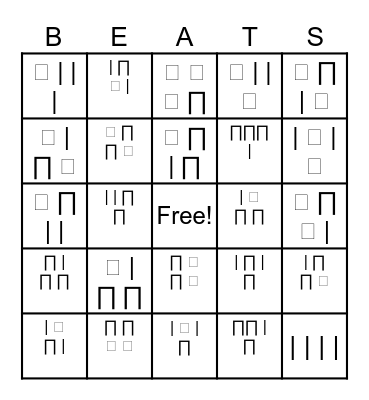 Note Rhythm BINGO Card