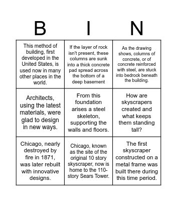 Participial Bingo Card