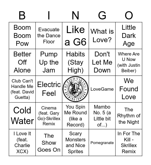 Techno/EDM Bingo Card