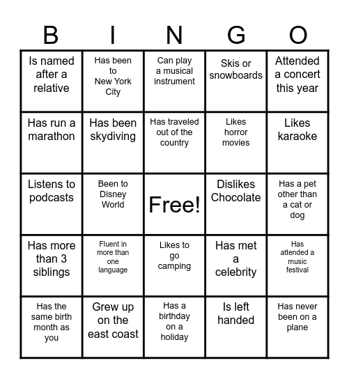 Untitled Bingo Card
