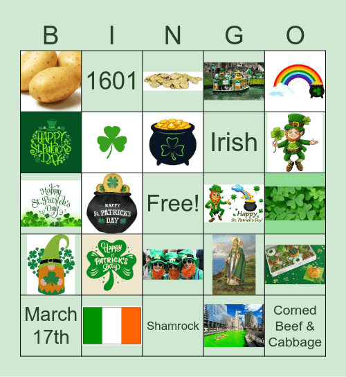 Saint Patrick's Day Bingo Card