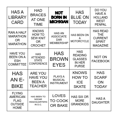 FIND THE DAUGHTER Bingo Card