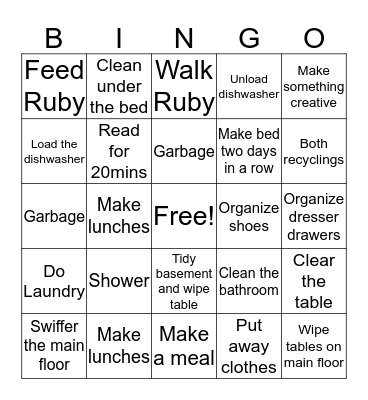 CHORE BINGO Card