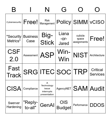 OIS All Staff Bingo Card