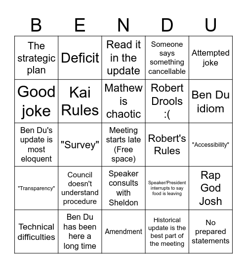 AMS Bingo Card