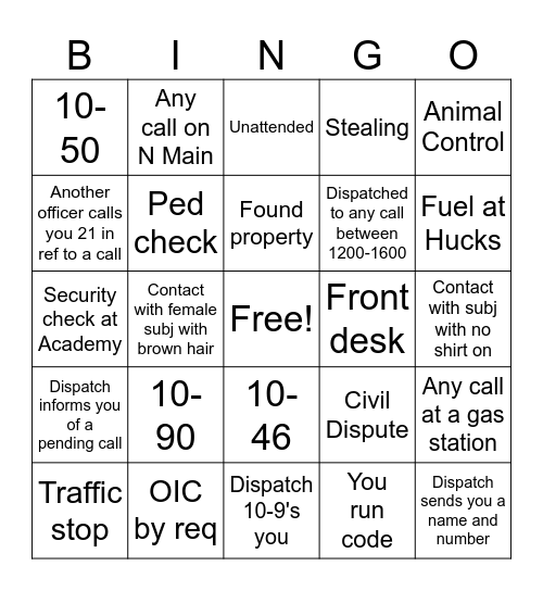 238 Bingo Card