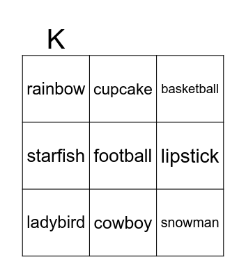 Compound Words Bingo Card