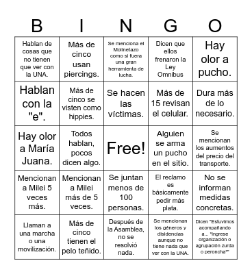 Asamblea Bingo Card