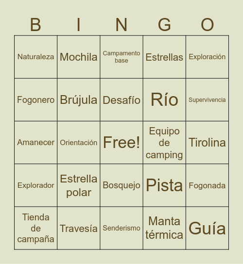 Campamento Bebé 2024 Bingo Card