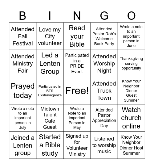 Let’s Get Connected Bingo Card