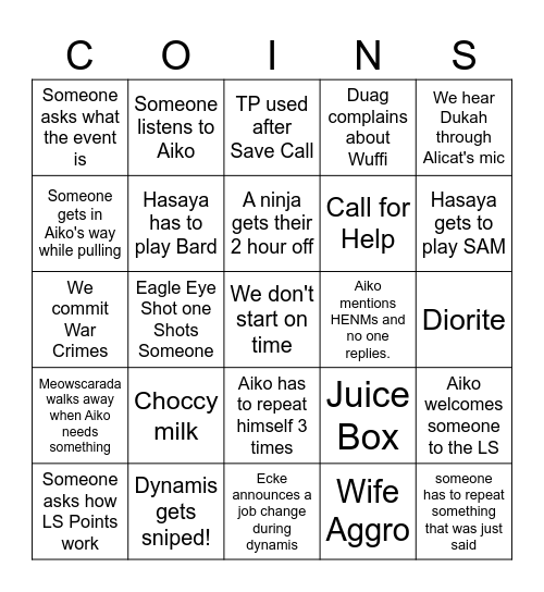 Endgame with Aiko! Bingo Card
