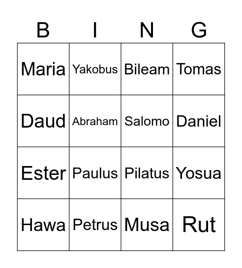 Siapakah Aku? Bingo Card