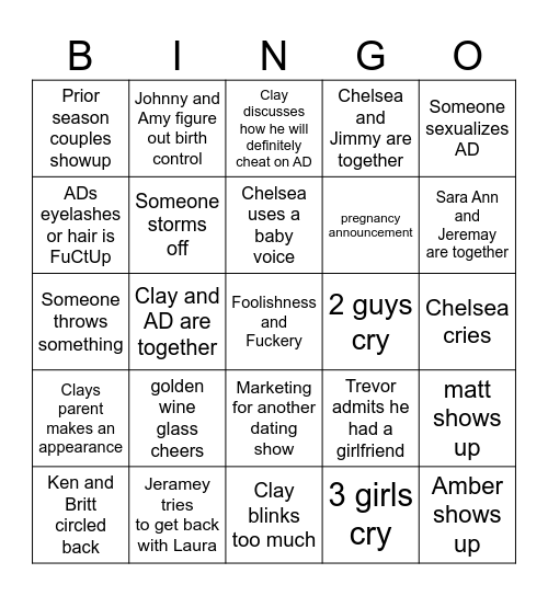 Love is Blind - Season 6 Bingo Card