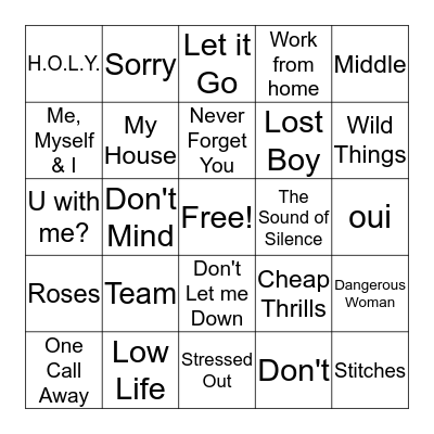 Top Songs Now Bingo Card