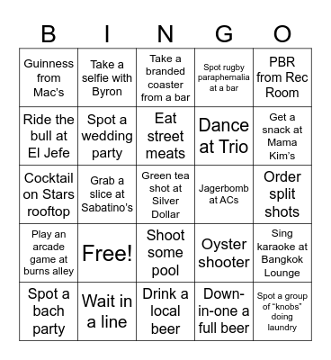 WRFC ALUMNI WEEKEND 2024 Bingo Card