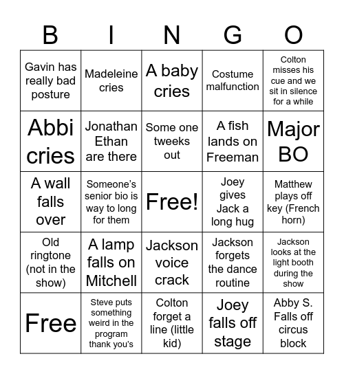 BIG FISH BINGO Card