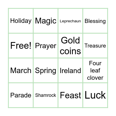 Leprechaun Bingo Card