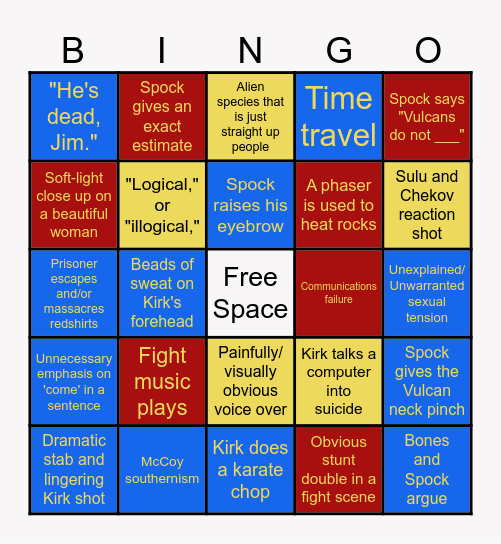 Star Trek TOS Bingo Card