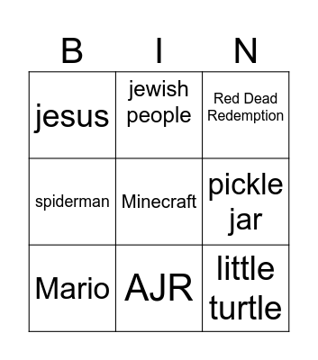 craft Bingo Card