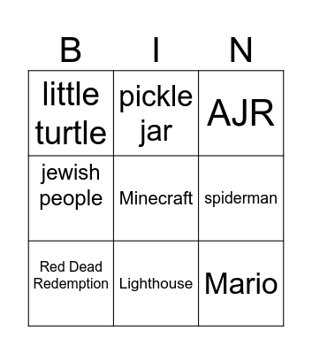 craft Bingo Card