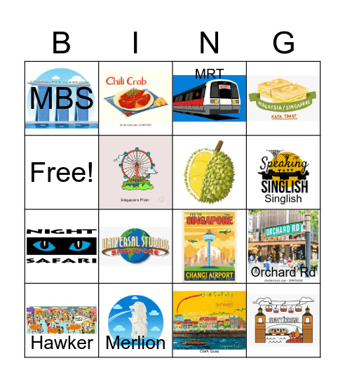 Places in Singapore Bingo Card