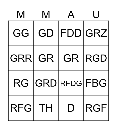 MEMORANDUM Bingo Card