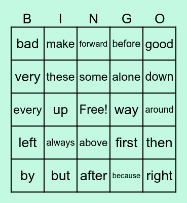 SIGHT WORDS Bingo Card