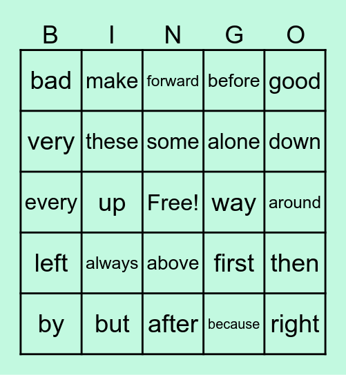 SIGHT WORDS Bingo Card