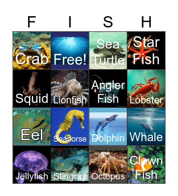 Ocean Animals Bingo Card